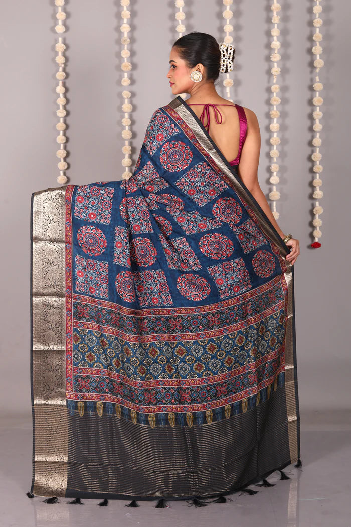 Multicolored Blended Printed Silk Saree - Keya Seth Exclusive