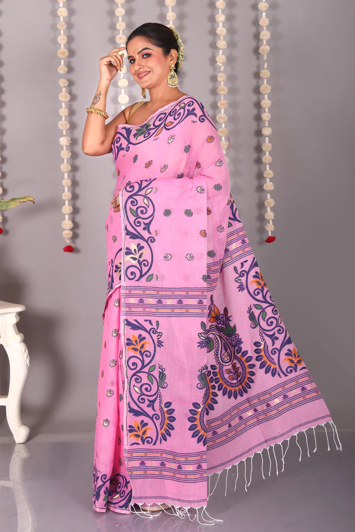 Pink Cotton Jamdani Saree - Keya Seth Exclusive