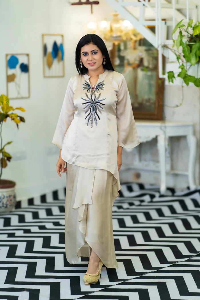 Designer White Top with Dhoti Pant - Keya Seth Exclusive