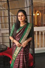 Load image into Gallery viewer, Maroon Pure Chiniya Silk Saree - Keya Seth Exclusive
