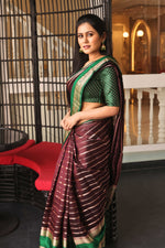 Load image into Gallery viewer, Maroon Pure Chiniya Silk Saree - Keya Seth Exclusive