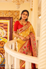Load image into Gallery viewer, Yellow Ochre Pure Paithani Saree - Keya Seth Exclusive
