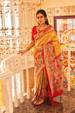 Load image into Gallery viewer, Yellow Ochre Pure Paithani Saree - Keya Seth Exclusive