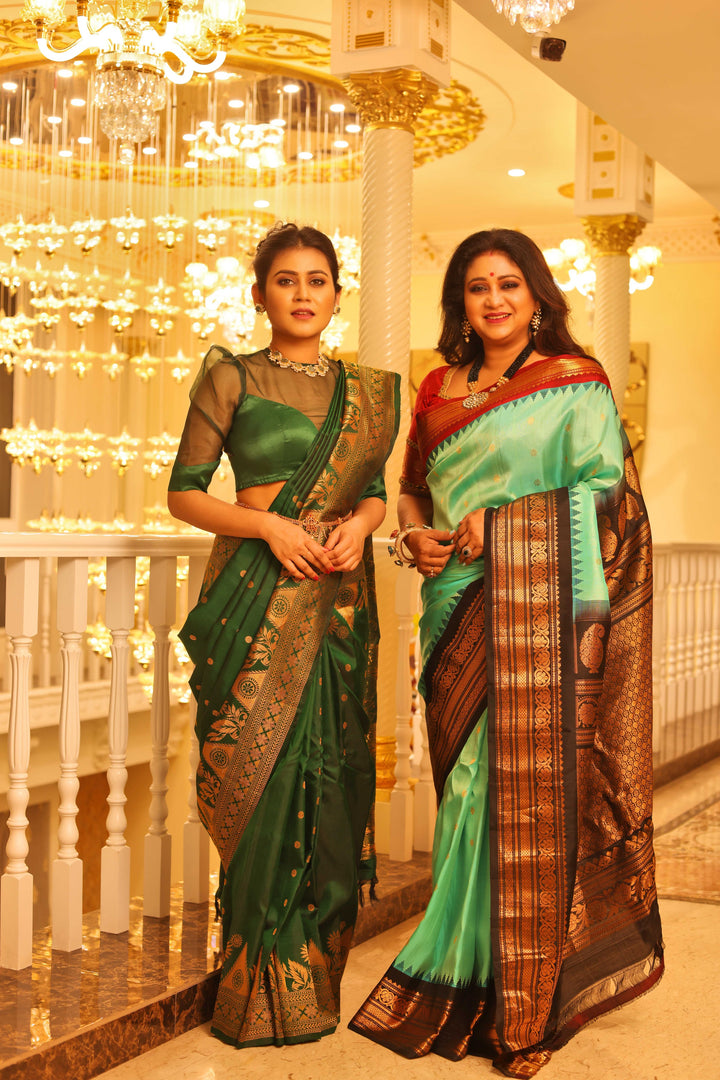 Mint Green Pure Gadwal Saree - Keya Seth Exclusive