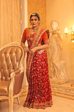 Load image into Gallery viewer, Brick Red Pure Banarasi Saree - Keya Seth Exclusive