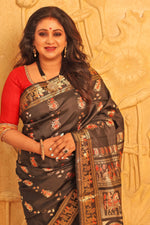 Load image into Gallery viewer, Black Pure Baluchari Saree - Keya Seth Exclusive