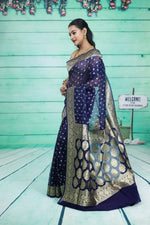 Load image into Gallery viewer, Navy Blue Soft Tissue Saree - Keya Seth Exclusive