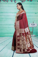 Load image into Gallery viewer, Shiny Maroon Dual Tone Banarasi Saree - Keya Seth Exclusive
