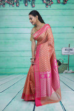 Load image into Gallery viewer, Peach and Pink Soft Tissue Saree - Keya Seth Exclusive