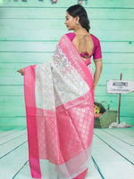 Load image into Gallery viewer, White and Pink Soft Tissue Saree - Keya Seth Exclusive