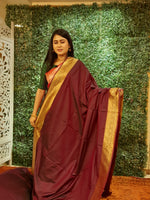 Load image into Gallery viewer, Wine Color Katan Banarasi Saree - Keya Seth Exclusive