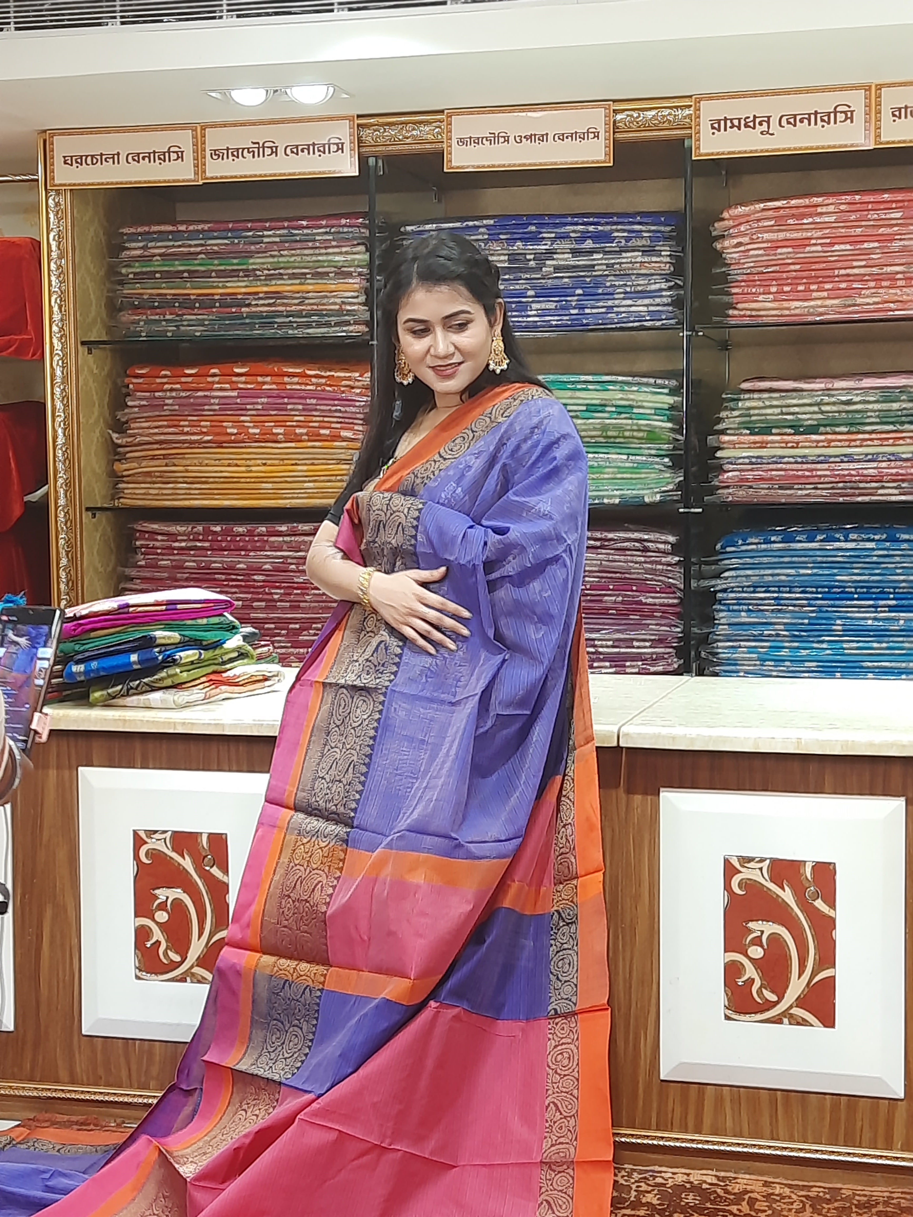 Magenta Georgette Saree with Resham Threadwork – Keya Seth Exclusive