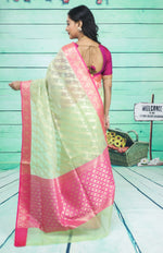 Load image into Gallery viewer, Light Green and Pink Soft Tissue Saree - Keya Seth Exclusive