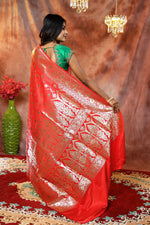 Load image into Gallery viewer, Scarlet Red Banarasi Saree with Minakari - Keya Seth Exclusive