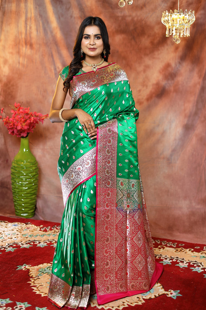 Green Minakari Banarasi Saree - Keya Seth Exclusive