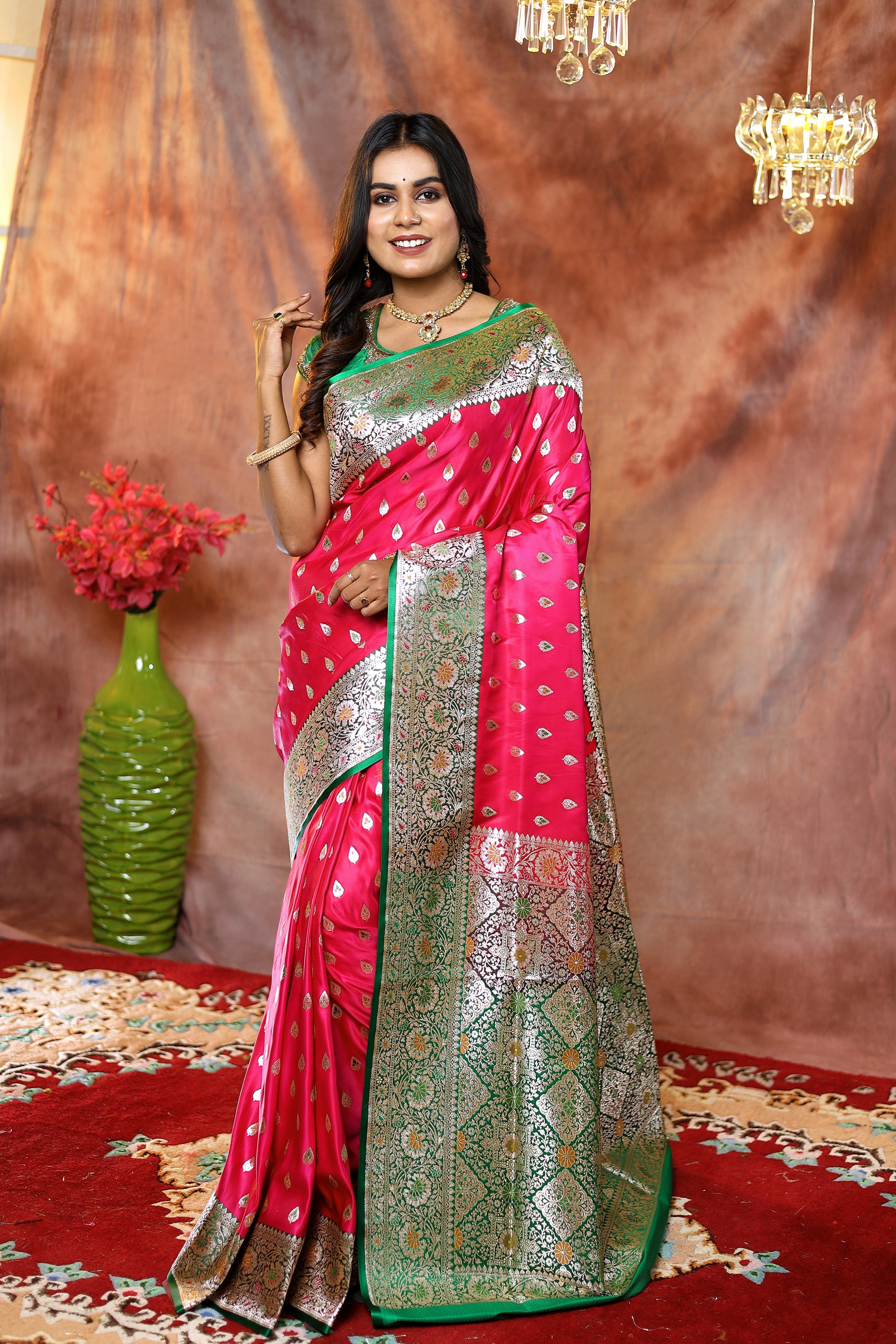 Pink Minakari Banarasi Saree - Keya Seth Exclusive