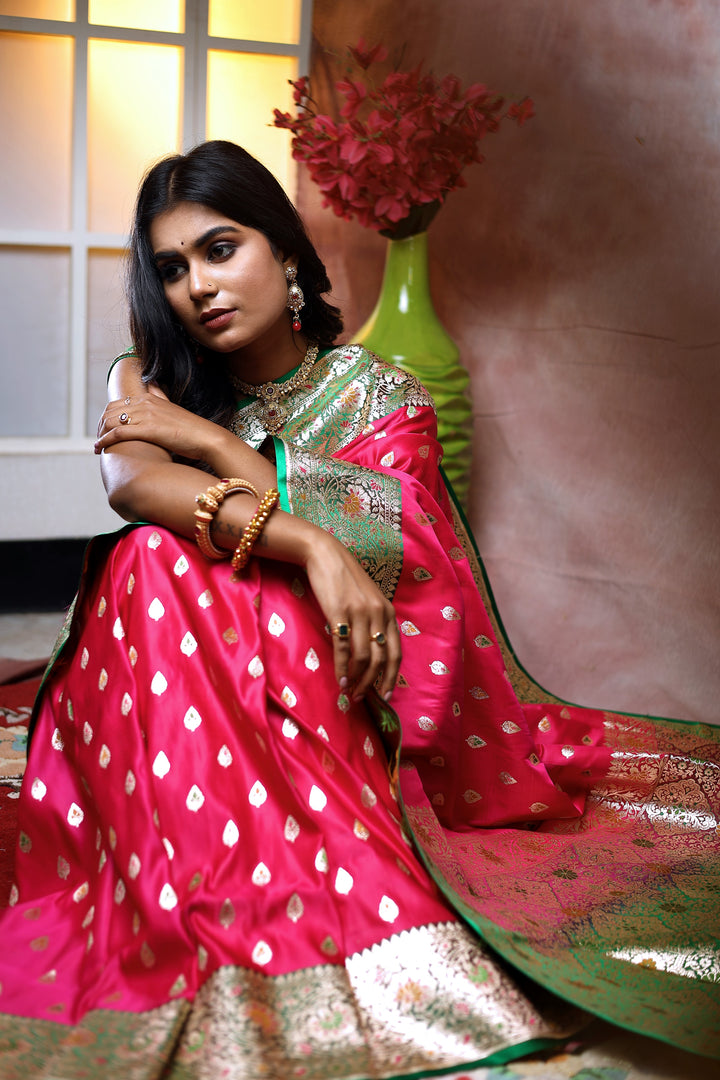 Pink Minakari Banarasi Saree - Keya Seth Exclusive