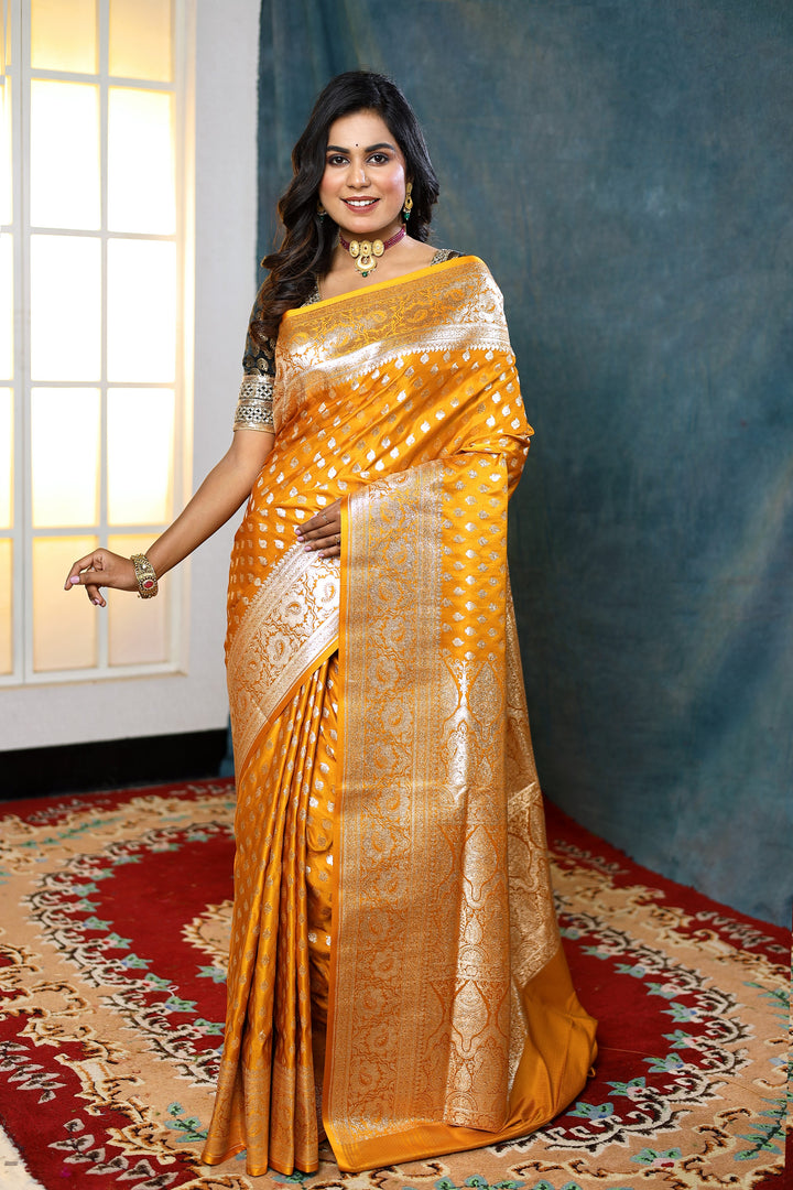 Yellow Banarasi Saree with Zari Work - Keya Seth Exclusive