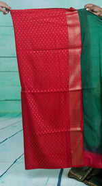 Load image into Gallery viewer, Bottle Green Dupion Silk Saree with Red Border - Keya Seth Exclusive