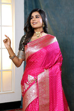 Load image into Gallery viewer, Pink Banarasi Saree with Golden Buttas - Keya Seth Exclusive