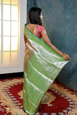 Load image into Gallery viewer, Maroon Banarasi Saree with Green Borders - Keya Seth Exclusive
