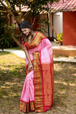 Load image into Gallery viewer, Baby Pink Pure Gadwal Saree - Keya Seth Exclusive