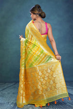 Load image into Gallery viewer, Colorful Yellow Green Organza Rangkat Saree - Keya Seth Exclusive
