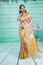 Load image into Gallery viewer, Colorful Orange Off-white Organza Rangkat Saree - Keya Seth Exclusive
