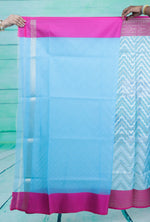 Load image into Gallery viewer, Sky-Blue and Pink Soft Tissue Saree - Keya Seth Exclusive