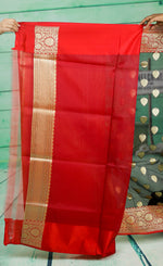 Load image into Gallery viewer, Black with Red Border Tissue Saree - Keya Seth Exclusive
