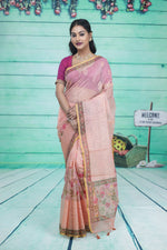 Load image into Gallery viewer, Peach Organza Saree with Floral Design - Keya Seth Exclusive
