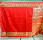 Load image into Gallery viewer, Off-White and Red Semi Katan Silk Saree - Keya Seth Exclusive