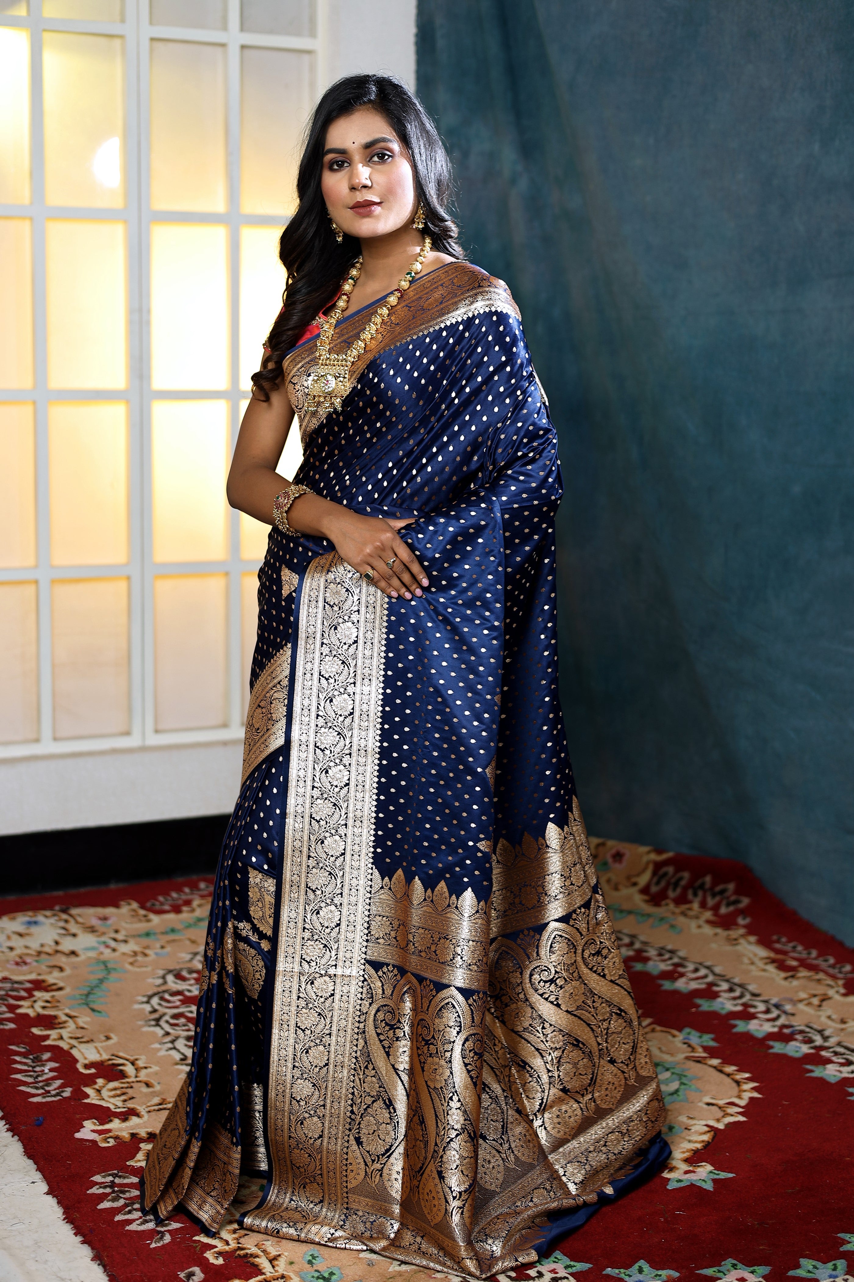 Midnight Blue Banarasi Saree - Keya Seth Exclusive