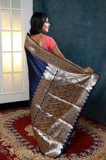Load image into Gallery viewer, Midnight Blue Banarasi Saree - Keya Seth Exclusive