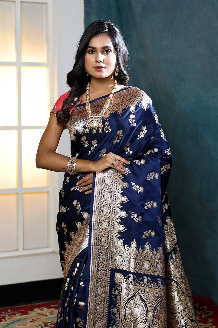 Midnight Blue Banarasi Saree - Keya Seth Exclusive