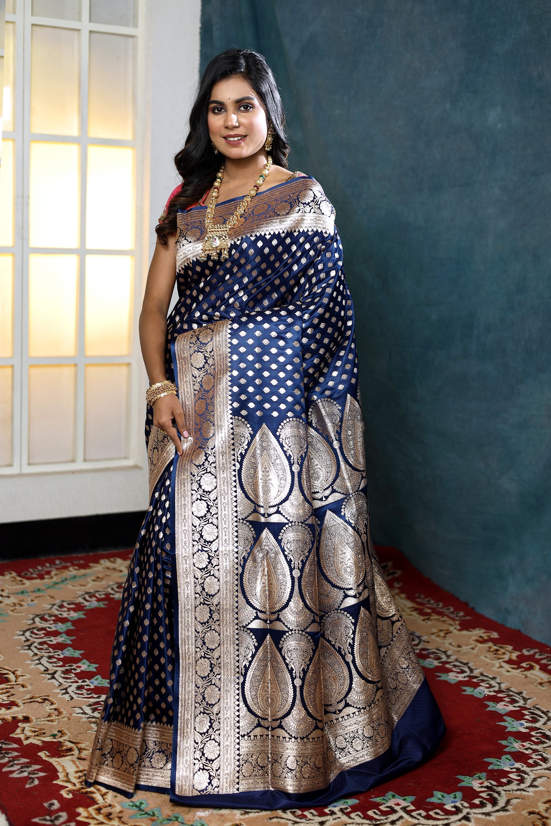 Prussian Blue Banarasi Saree - Keya Seth Exclusive