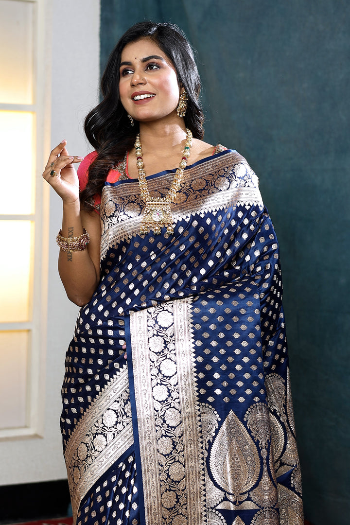 Prussian Blue Banarasi Saree - Keya Seth Exclusive