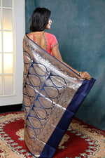 Load image into Gallery viewer, Prussian Blue Banarasi Saree - Keya Seth Exclusive