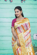 Load image into Gallery viewer, Colorful Orange Off-white Organza Rangkat Saree - Keya Seth Exclusive
