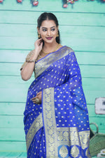 Load image into Gallery viewer, Royal Blue Soft Tissue Saree - Keya Seth Exclusive
