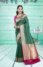 Load image into Gallery viewer, Bottle Green and Multicolored Soft Tissue Saree - Keya Seth Exclusive
