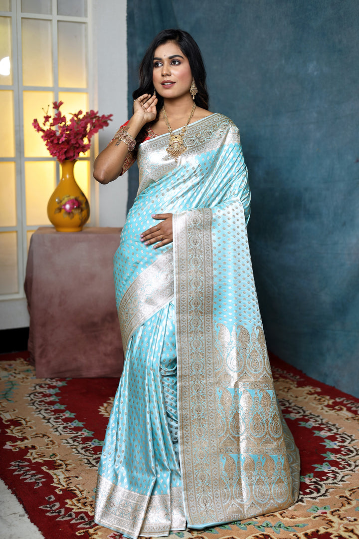 Sky Blue Banarasi Saree - Keya Seth Exclusive