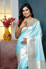 Load image into Gallery viewer, Sky Blue Banarasi Saree - Keya Seth Exclusive
