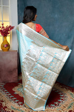 Load image into Gallery viewer, Sky Blue Banarasi Saree - Keya Seth Exclusive