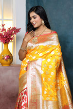 Load image into Gallery viewer, Yellow and Red Half and Half Banarasi Saree - Keya Seth Exclusive