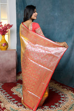 Load image into Gallery viewer, Yellow and Red Half and Half Banarasi Saree - Keya Seth Exclusive