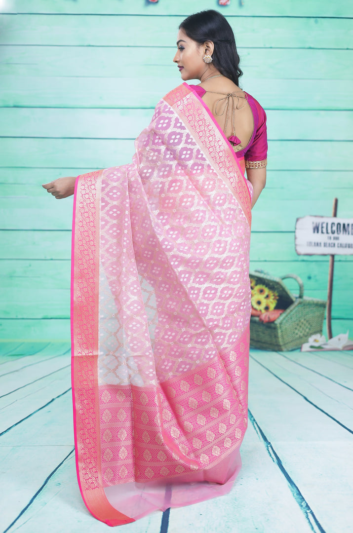 Pink Soft Tissue Saree - Keya Seth Exclusive