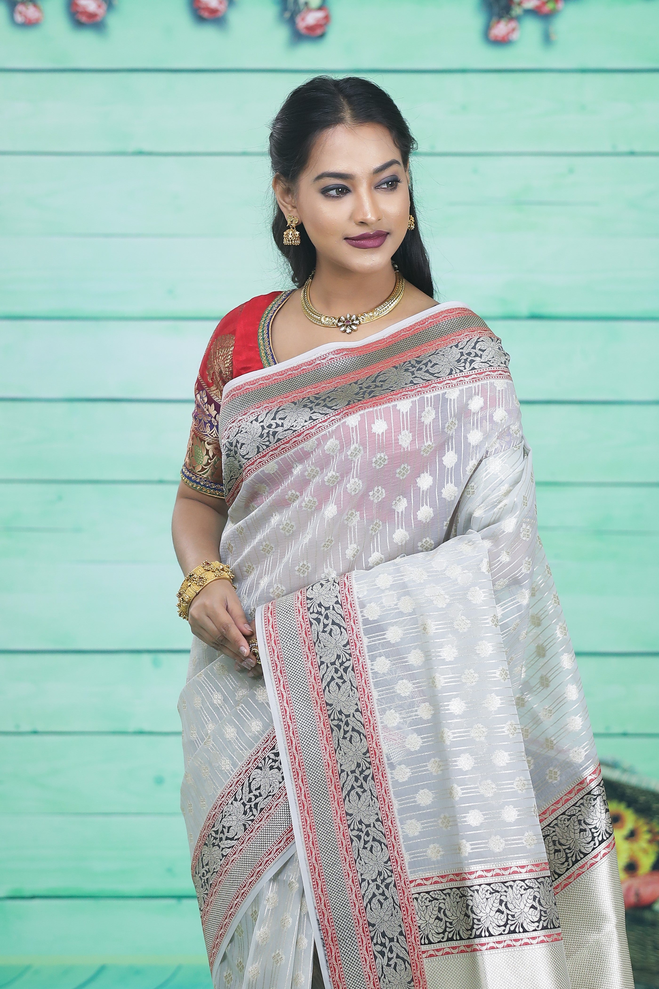 Lightweight White Soft Tissue Saree - Keya Seth Exclusive