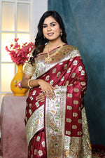 Load image into Gallery viewer, Maroon minakari Banarasi Saree - Keya Seth Exclusive
