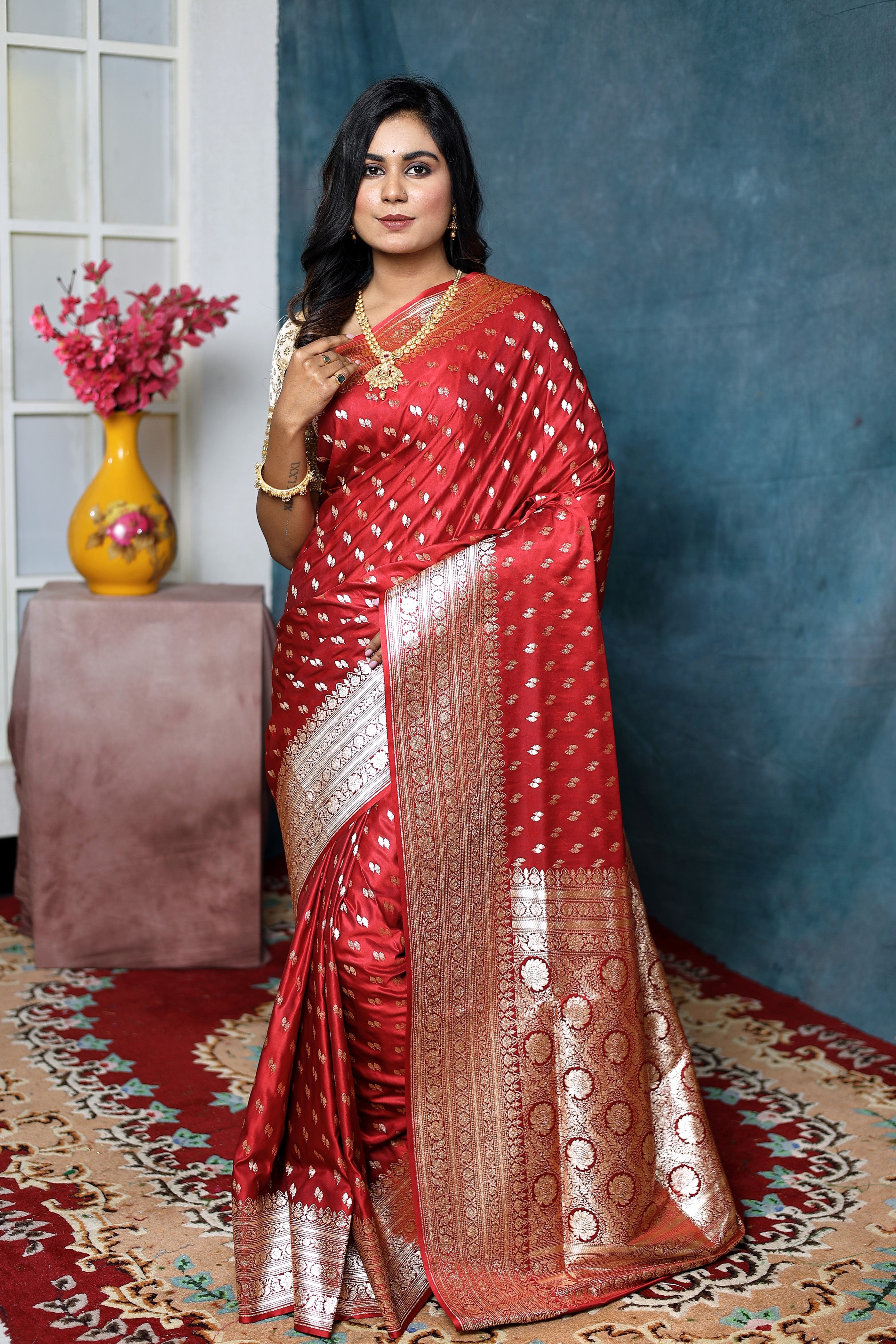 Pastel Maroon Banarasi Saree - Keya Seth Exclusive